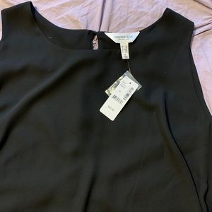 Black polyester layered Tank Top